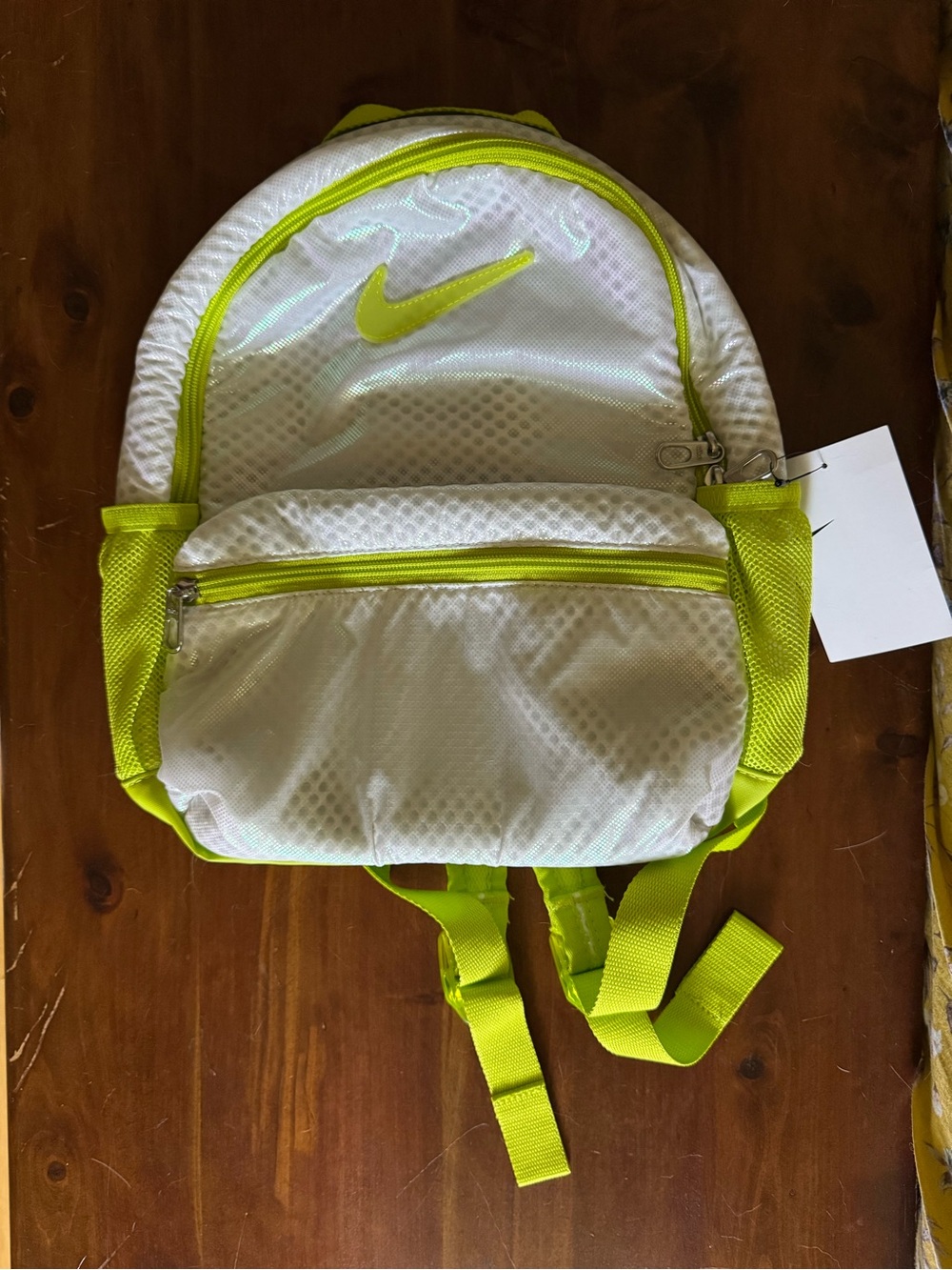 Nike White and Neon Yellow Mini Backpack Brand New